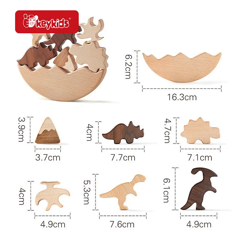 Educational Dinosaur Building Blocks Wooden Balance Stacking Toy For Kids W13D413