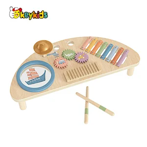 New arrived multifunctional activity center wooden musical workbench toy for baby W07A213