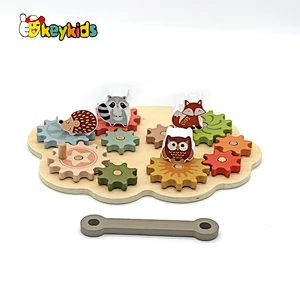 New design educational DIY wooden spinning gears toy for kids W13E242