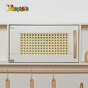 2023 New Upgrade stove wooden kids pink play kitchen with realistic light and sound W10C601C