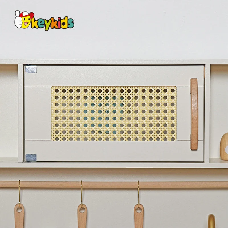 2023 New Upgrade stove wooden kids pink play kitchen with realistic light and sound W10C601C