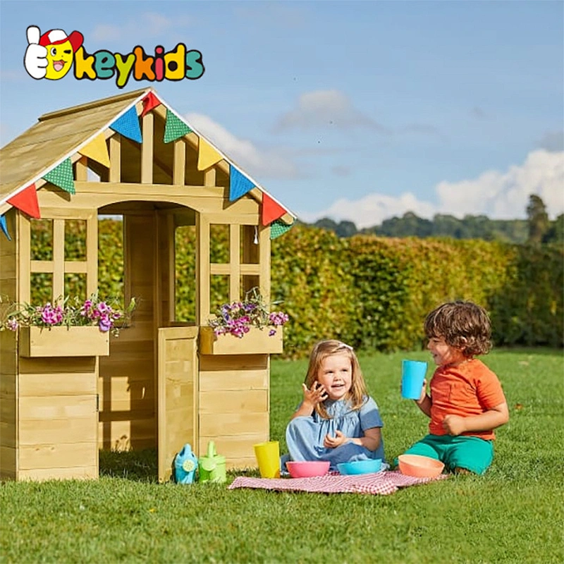 High Quality Outdoor Backyard Playground Modern Wooden Playhouse For Kids W01D210