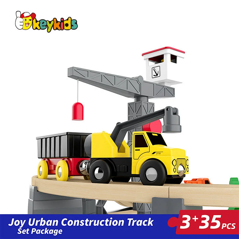 Customize cheap 35 PCS assembly slot toys wooden train track set for kids W04C246