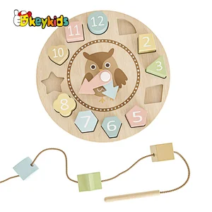 Customize Educational Toy Cartoon Wooden Number Puzzle Clock Toy For Kids W14K067A