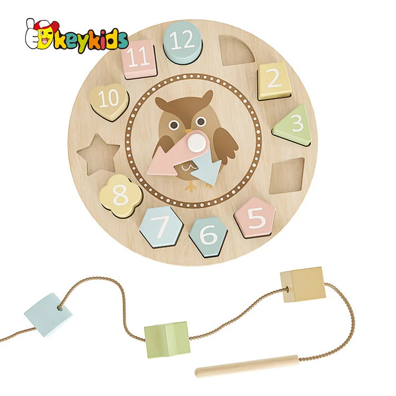 Customize Educational Toy Cartoon Wooden Number Puzzle Clock Toy For Kids W14K067A
