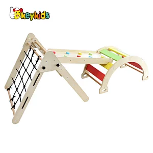 Montessori climbing triangle toys wooden indoor climber with ramp W01F107