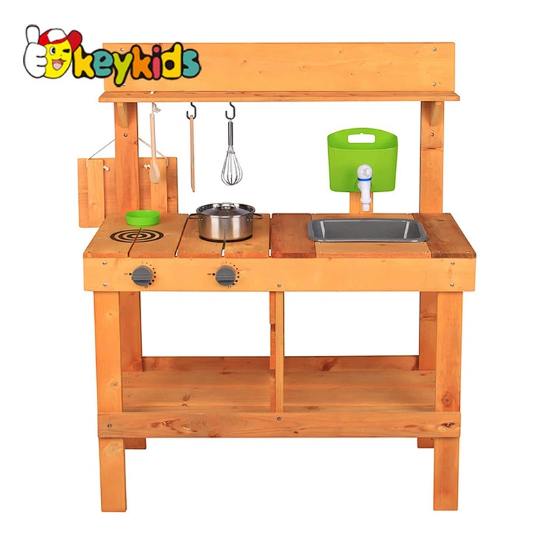 Cheap pretend outdoor toys kitchen wooden mud kitchen play set for kids W10C779