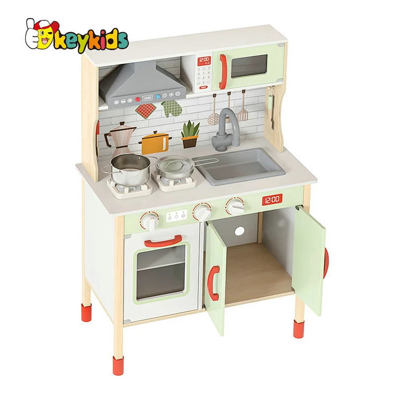Kids Pretend Play Cooking Set Toys Wooden Play Kitchen With Light Sound W10C869