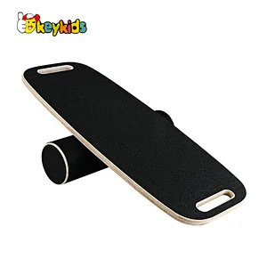 Wholesale custom yoga wobble wooden roller balance board for trainer fitness W01F073