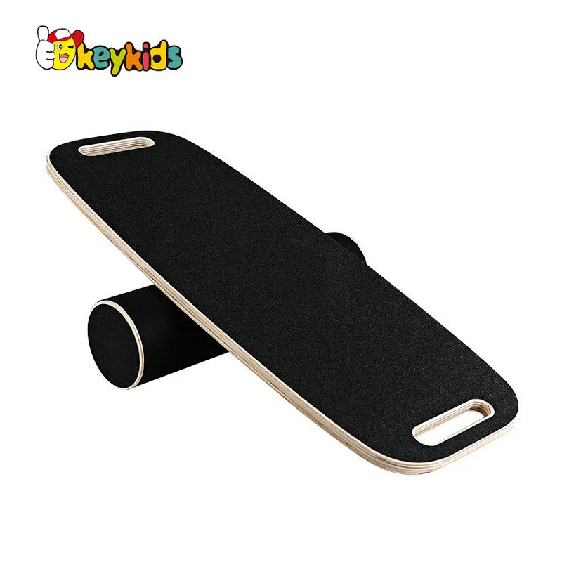 Wholesale custom yoga wobble wooden roller balance board for trainer fitness W01F073