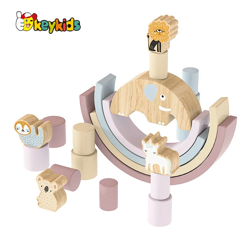 Montessori balancing wooden rainbow stacking toy for kids W11F114