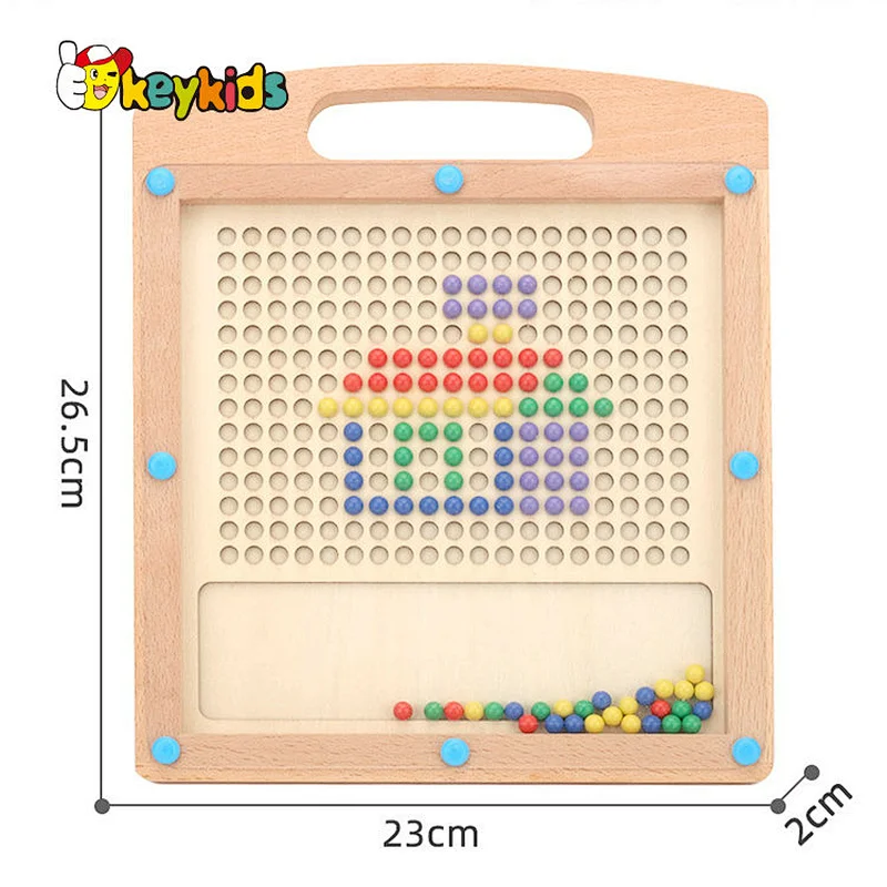 wholesale double-sided magnetic blackboard wooden beads toy with pen W12B242