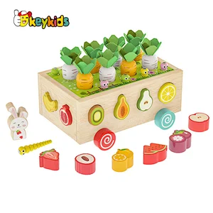 Kids Educational Multifunctional Shape Sorting Wooden Pull Radish Toy W12D425