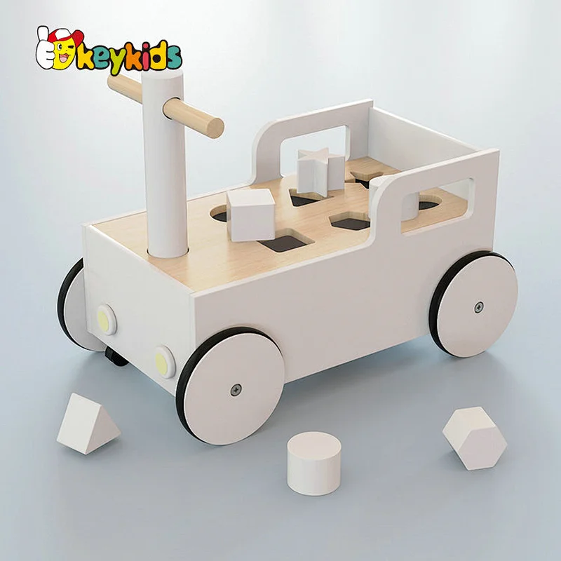 Wholesale Educational Shape Sorting Wooden Baby Walker With Blocks W16E208