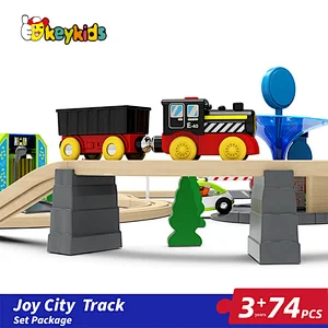 74 PCS assembly slot wooden train track toy for kids W04C244