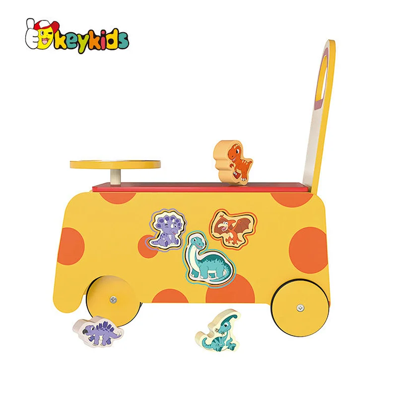 New Educational Wooden Cartoon Animal Push Along Walker Toy For Baby W16E209