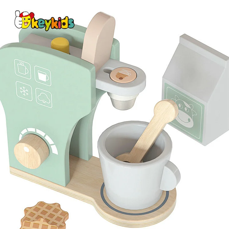 New Design Kitchen Pretend Play Wooden Coffee Maker Toys Set For Kids W10D672