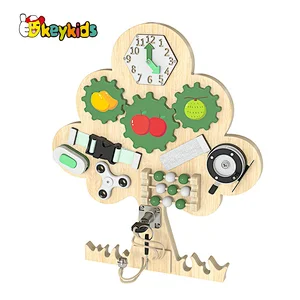 Customize tree shape wooden busy sensory board for early learning W12D439