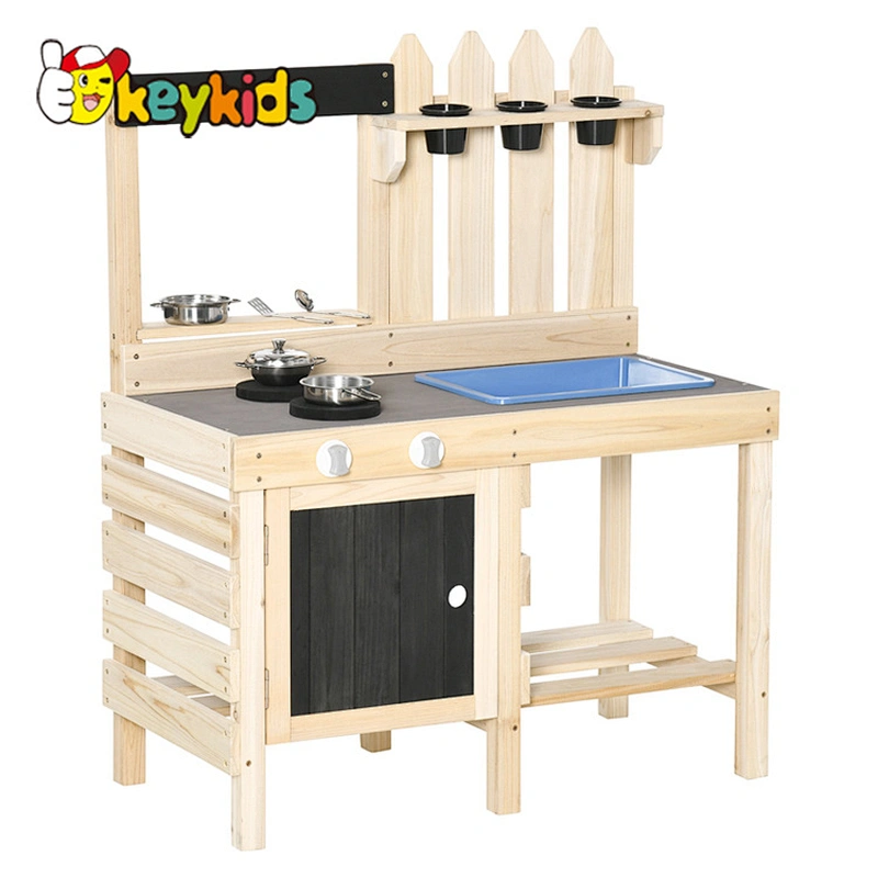 Cheap durable outdoor wooden mud kitchen play set with sink W10C774