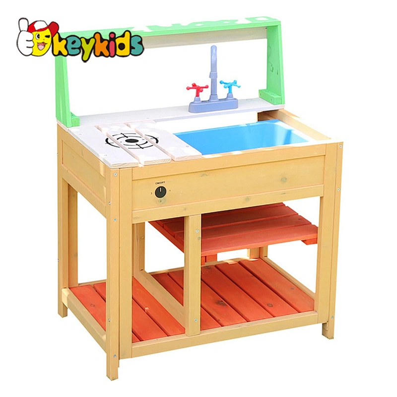 Cheap durable outdoor wooden mud kitchen play set with sink W10C774