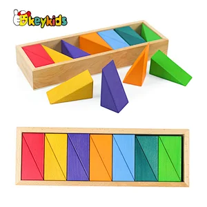 Montessori Rainbow Sensory Wooden Blocks Educational Toy Geometric Shape Cognitive Stacking Toy for Children W13A295