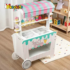 New arrive pretend play wooden play shop ice cream cart for kids W10A178