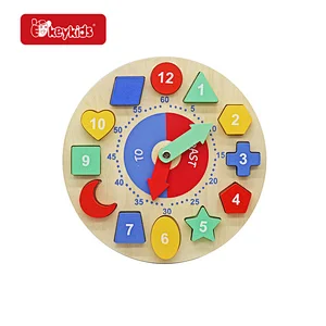 Customize Educational Shape Cognitive Toy Wooden Clock Puzzle For Kids W14K069