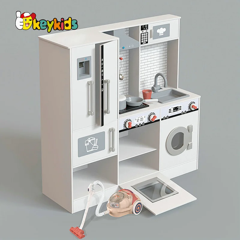 New Arrival Kids Wooden Toys Kitchen Play Set With Vacuum Cleaner W10C753