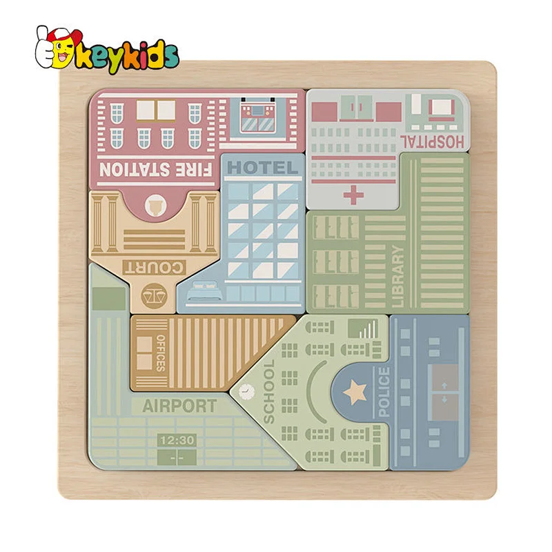 Factory Direct Early Learning Jigsaw 3D Wooden Puzzle Block Toy For Kids W14A374