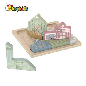 Factory Direct Early Learning Jigsaw 3D Wooden Puzzle Block Toy For Kids W14A374