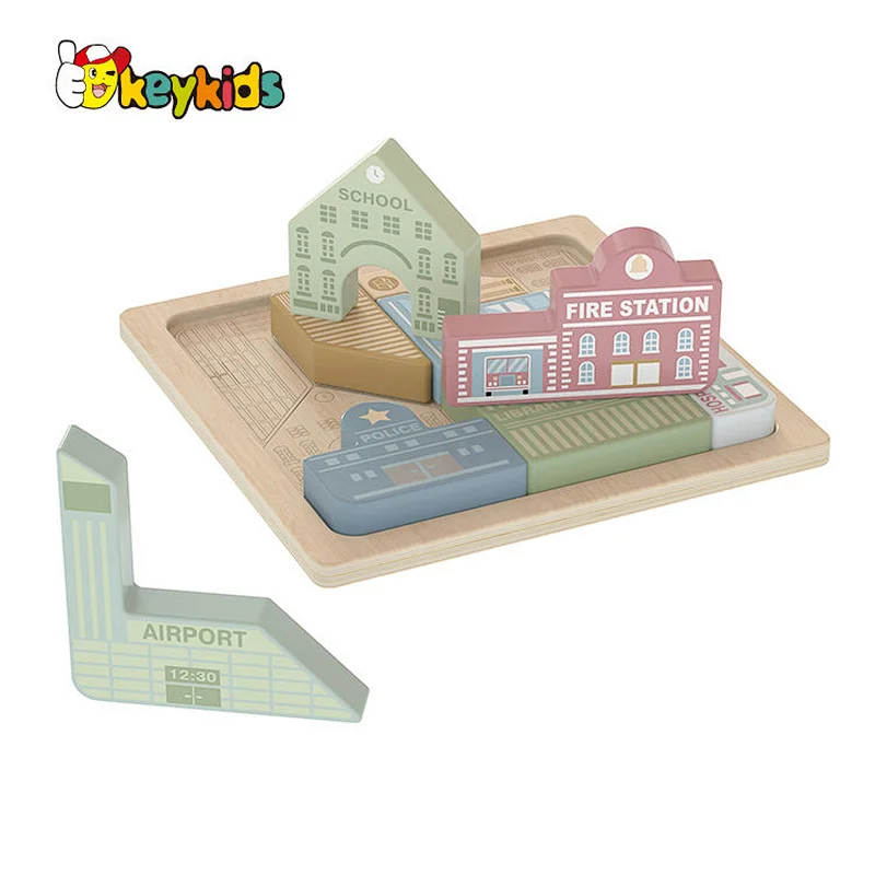 Factory Direct Early Learning Jigsaw 3D Wooden Puzzle Block Toy For Kids W14A374