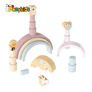 Montessori balancing wooden rainbow stacking toy for kids W11F114