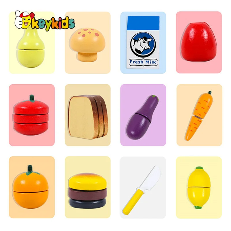 New arrivals role play simulation wooden cutting food toys for kids W10B457
