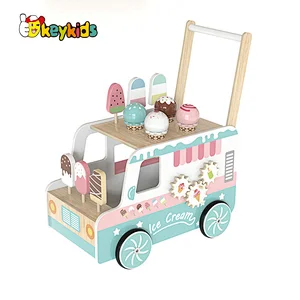 New arrive DIY educational play wooden ice cream car toy for toddlers W16E207