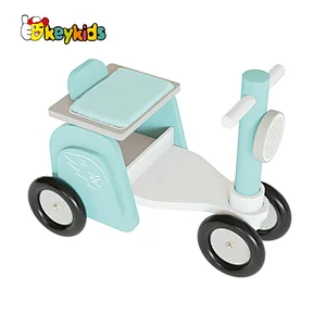 New Design Blue Ride On Car Kids Three Wheels Wooden Push Balance Bike Toy W16B017