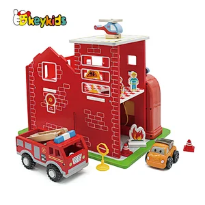 New design preschool simulation wooden toy car parking lot for children W04B113
