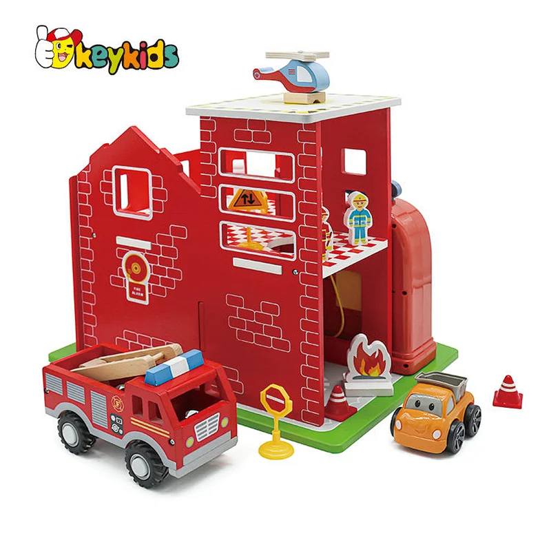 New design preschool simulation wooden toy car parking lot for children W04B113