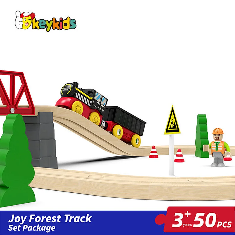 Educational classic railway toys 50 pcs wooden train tracks for kids W04C241