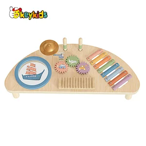 New arrived multifunctional activity center wooden musical workbench toy for baby W07A213