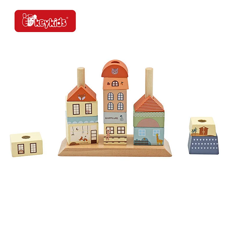 Hot Selling Early Educational Construction Wooden Stacking Toy For Kids W13D409