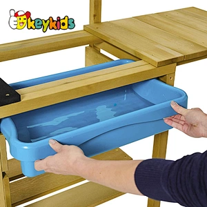 Children pretend play cooking kitchen toy play set wooden mud kitchen with sink for kids W10C778