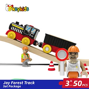 Educational classic railway toys 50 pcs wooden train tracks for kids W04C241