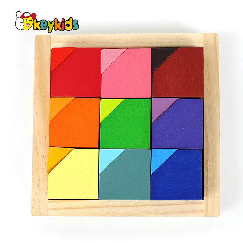 Early Educational Coloful Corner Stone Blocks Wooden Stacking Toy For Kids W11D024