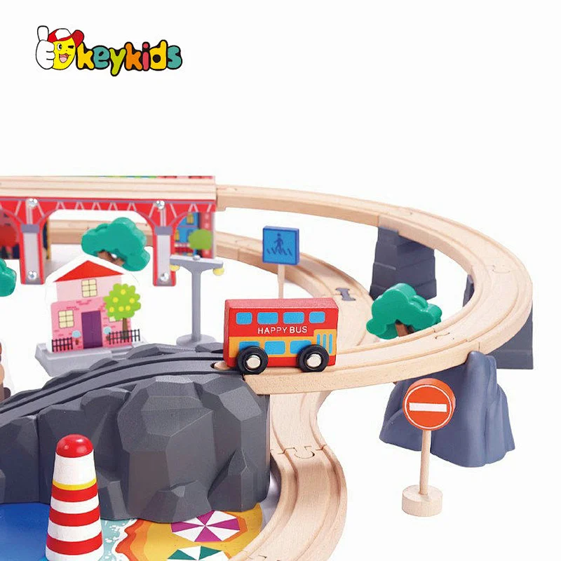 Classical model track wooden electric toy train for kids W04C252