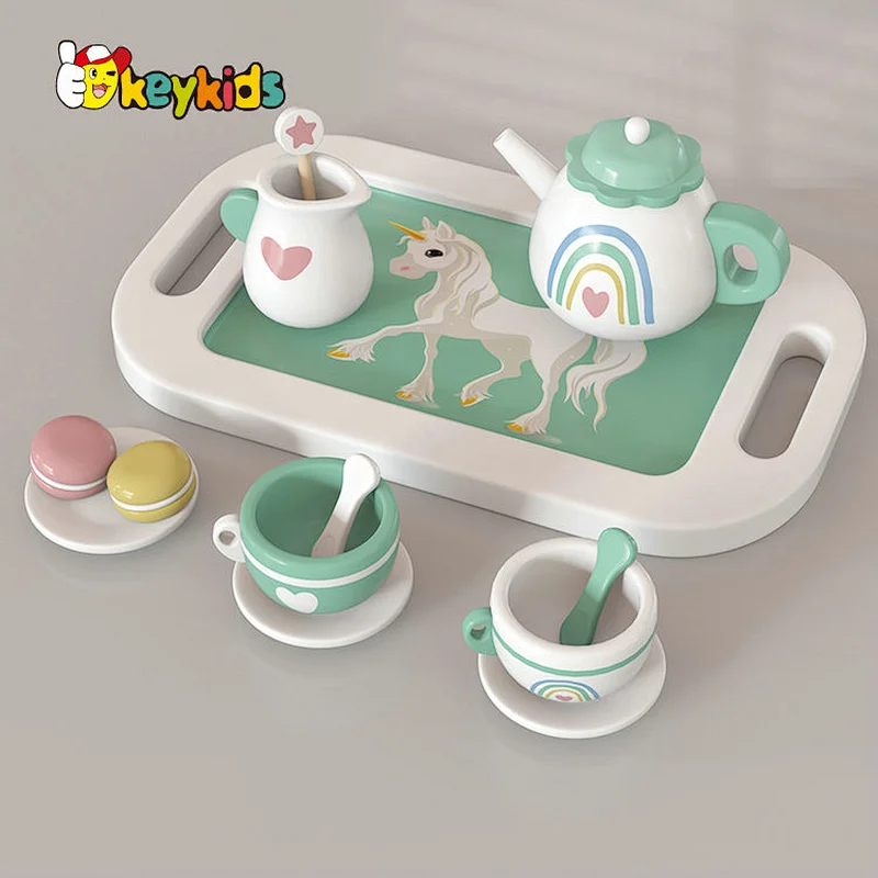 New arrivals role play simulation wooden toy afternoon tea set for kids W10B463