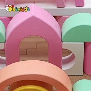 Custom educational colored stacking wooden blocks for crafts W13A289