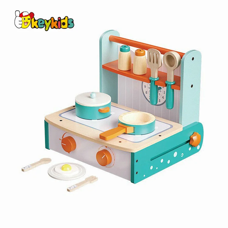High quality simulation pretend play wooden kitchen foldable stove toy for kids W10D631