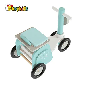 New Design Blue Ride On Car Kids Three Wheels Wooden Push Balance Bike Toy W16B017