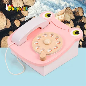 Top sale simulation play wooden telephone toy for kids W10D527