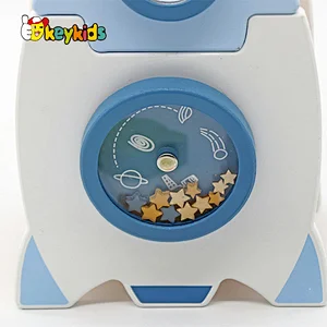 Customize kids educational matching game wooden rocket shape sorter toy for boys W12D449